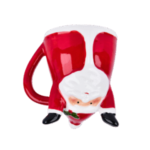 Taza navideña de Santa Claus de cabeza