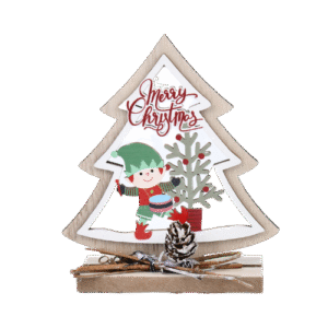 Árbol navideño de escritorio con duende