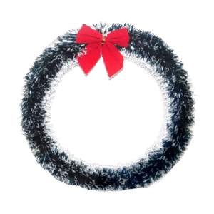 Corona navideña delgada con moño