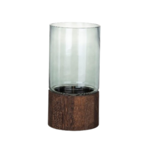 Florero con base de madera
