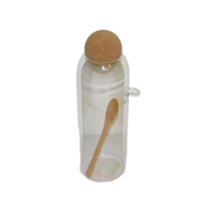 Frasco de vidrio con tapa y cuchara de bambú