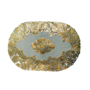 Mantel de mesa ovalado, dorado y plateado (30cm x 45cm)